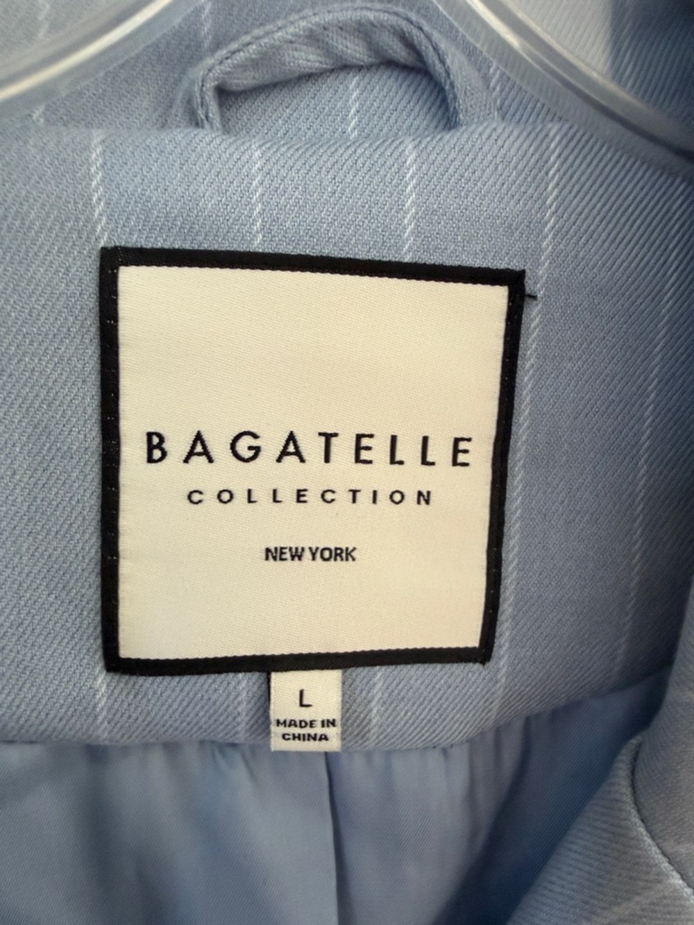 Bagatelle Light Blue Pinstripe Trench Coat-NWT - Picture 6 of 11